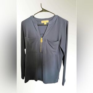 Michael Kors Navy Blue Zip-Front Blouse                      Size S